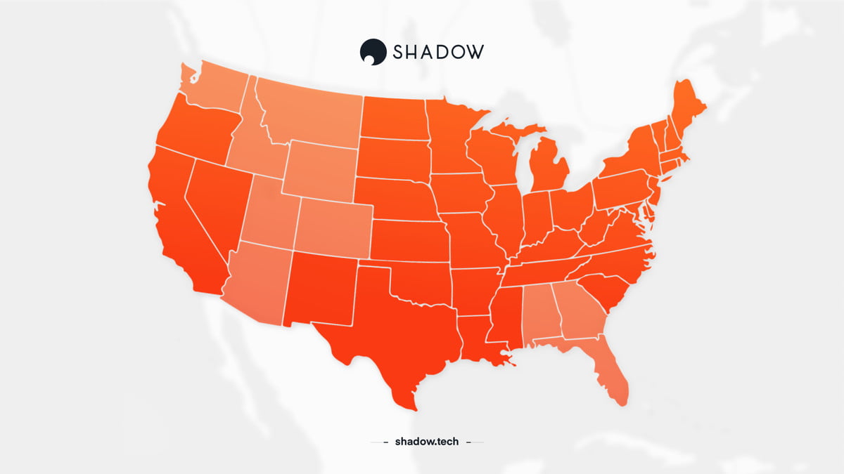 Carte de Shadow des États-Unis.
